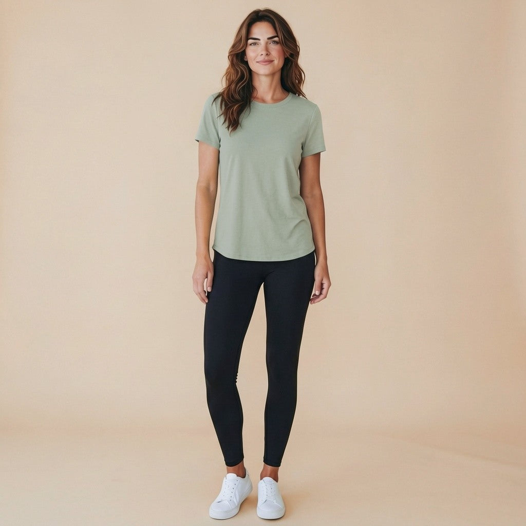 Back-cross cut-out workout tee, relaxed fit short-sleeve top
